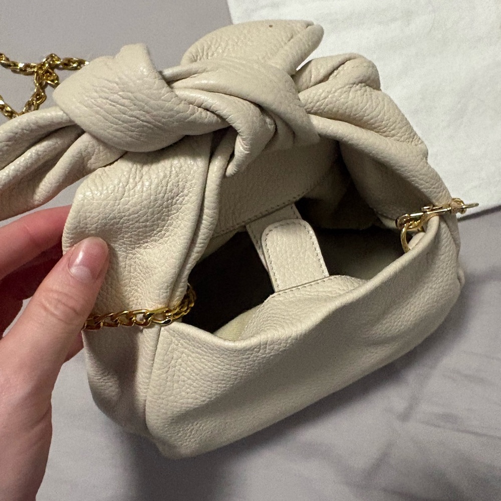Cuyana Pebbled Leather Mini Bow Bag in Ecru - Picture 6 of 8